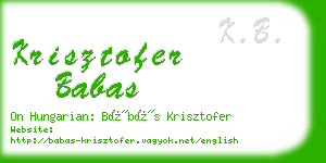 krisztofer babas business card